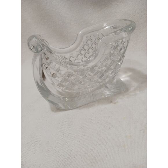 CRYSTAL 7”x 5" Christmas Santa Sleigh CANDY & NUT Dish 24% Lead Candy Holiday - Picture 12 of 13